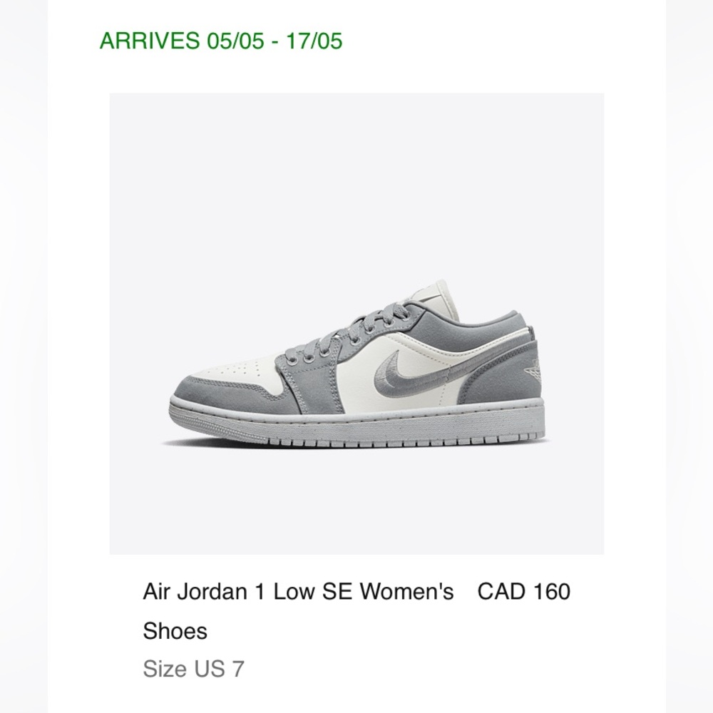 Nike Air Jordan 1 Low Gray and White Sneakers